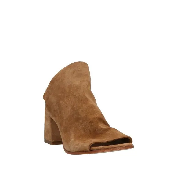 Lemare ITALY Made Women Brown Suede Leather Block Heels Sandals Sz US 6.5 EU 37