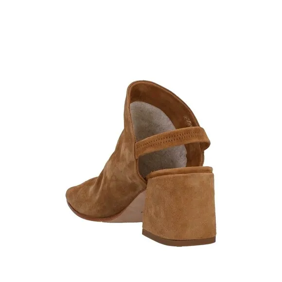 Lemare ITALY Made Women Brown Suede Leather Block Heels Sandals Sz US 6.5 EU 37