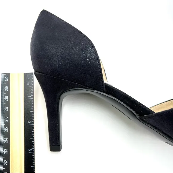 LifeStride Womens Mykonos Black Sparkle D'Orsay Open Toe Heels Pumps Shoes 9 M
