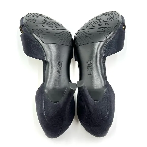 LifeStride Womens Mykonos Black Sparkle D'Orsay Open Toe Heels Pumps Shoes 9 M