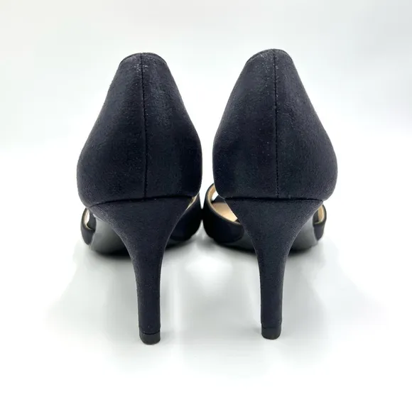 LifeStride Womens Mykonos Black Sparkle D'Orsay Open Toe Heels Pumps Shoes 9 M