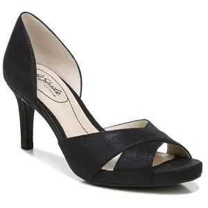 LifeStride Womens Mykonos Black Sparkle D'Orsay Open Toe Heels Pumps Shoes 9 M
