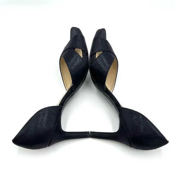 LifeStride Womens Mykonos Black Sparkle D'Orsay Open Toe Heels Pumps Shoes 9 M