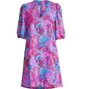 Lilly Pulitzer Arcella  Elbow Sleeve Dress Ruby Red Wild Times NWOT - Size 4