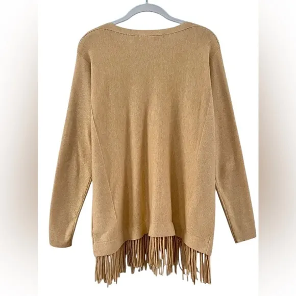 Lilly Pulitzer Glenda Heathered Sand Bar Tan Fringe Coolmax Sweater