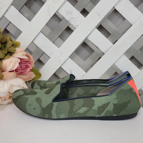 Limited Edition Rothy's Olive Camo Round Toe Loafers Size 7.5