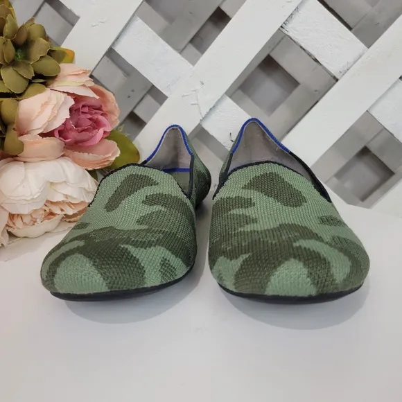 Limited Edition Rothy's Olive Camo Round Toe Loafers Size 7.5