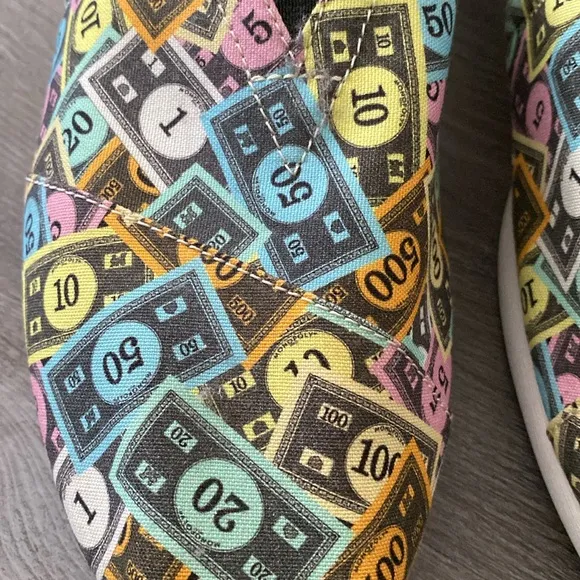 Limited Edition Toms x Monopoly Alpargata Slip-On Flats Mens 9 Multicolor Comfy
