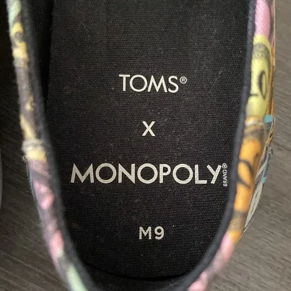Limited Edition Toms x Monopoly Alpargata Slip-On Flats Mens 9 Multicolor Comfy