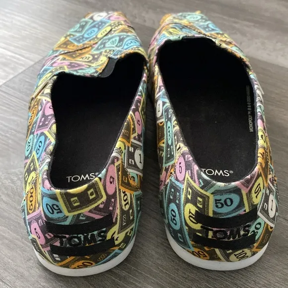 Limited Edition Toms x Monopoly Alpargata Slip-On Flats Mens 9 Multicolor Comfy