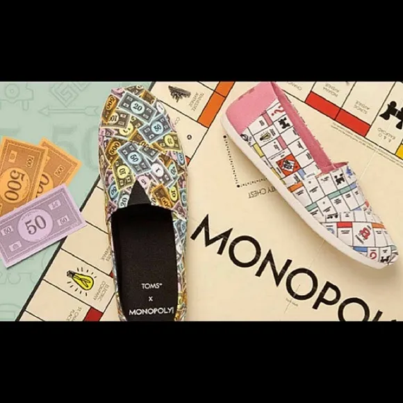 Limited Edition Toms x Monopoly Alpargata Slip-On Flats Mens 9 Multicolor Comfy