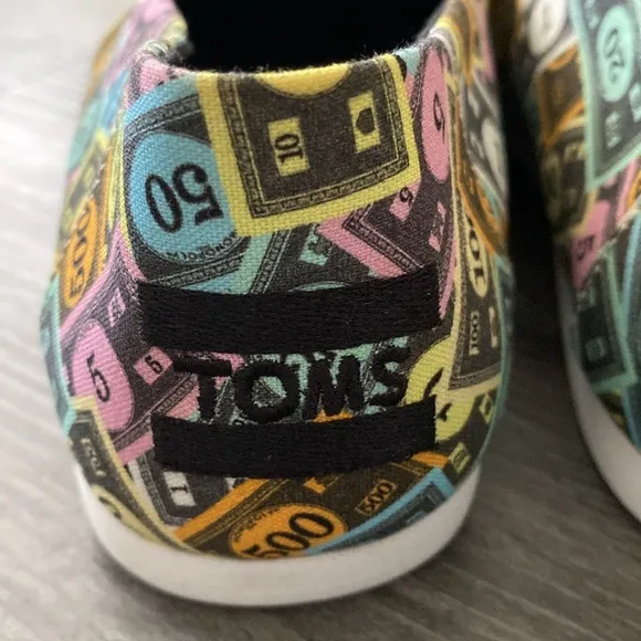 Limited Edition Toms x Monopoly Alpargata Slip-On Flats Mens 9 Multicolor Comfy