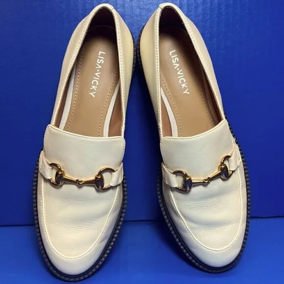Lisa Vicky Zany Bit Vegan Leather Loafers in Natural Nappa 6.5M