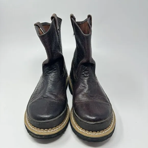 Little Georgia boots Giant Wellington Boys Sz 5.5 Brown Classic Leather Pull On