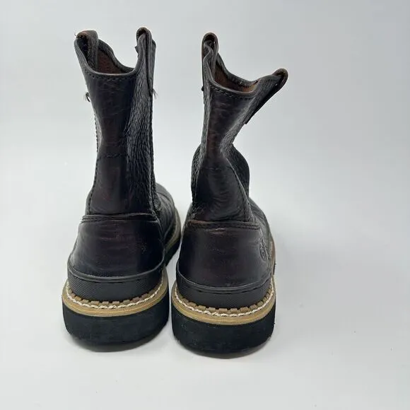 Little Georgia boots Giant Wellington Boys Sz 5.5 Brown Classic Leather Pull On