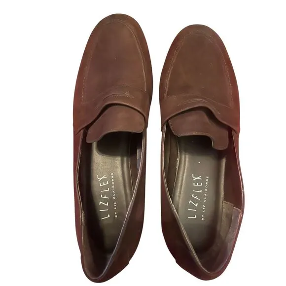 Lizflex by Liz Claiborne Womens Brown Suede Waterproof Driving Loafers Size 10M