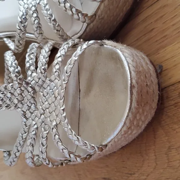 LK Bennett Gold Aquina wedge sandals 8.5