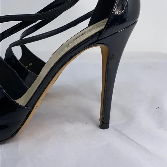LK Bennett Sz 40 Peep Toe High Heel Black Sandals