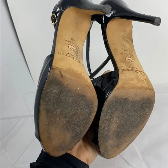 LK Bennett Sz 40 Peep Toe High Heel Black Sandals