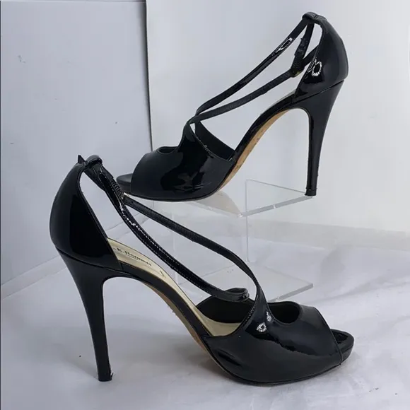 LK Bennett Sz 40 Peep Toe High Heel Black Sandals