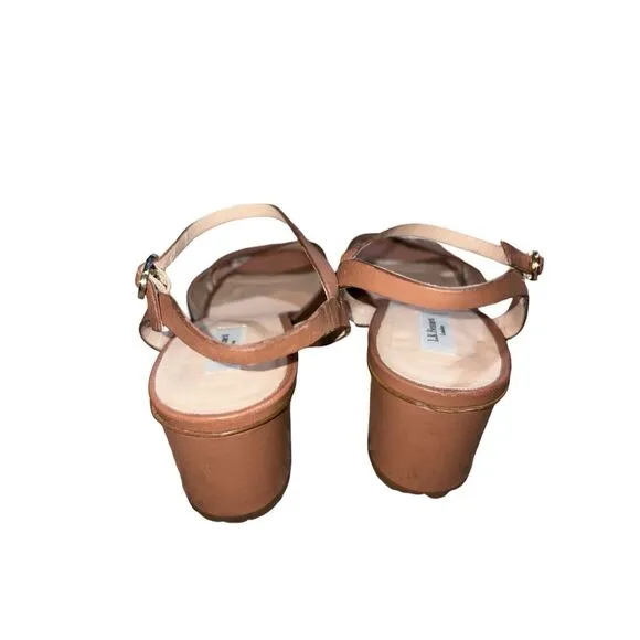 LK Bennett Tabitha Block Heel Open Toe Tan Strappy Women’s Leather Sandals 38