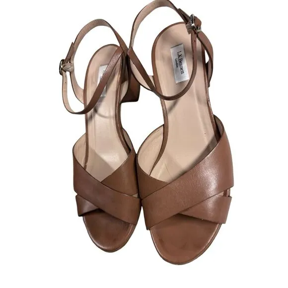 LK Bennett Tabitha Block Heel Open Toe Tan Strappy Women’s Leather Sandals 38