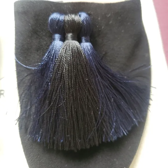 Loeffler Randall Black Flats with Navy/Black Tassels Women's Size 7.5B