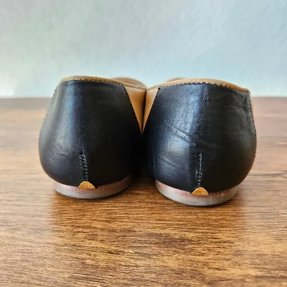 Loeffler Randall Britta VA Beige Tan Black Leather Ballet Slip On Flats 7.5