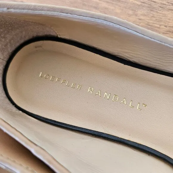 Loeffler Randall Britta VA Beige Tan Black Leather Ballet Slip On Flats 7.5