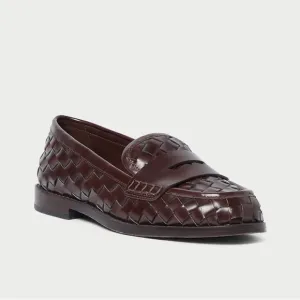Loeffler Randall brown basket weave leather loafers size 7.5