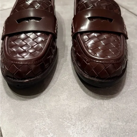 Loeffler Randall brown basket weave leather loafers size 7.5