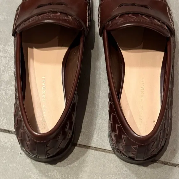 Loeffler Randall brown basket weave leather loafers size 7.5