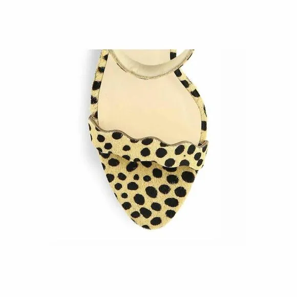 Loeffler Randall Piper Cheetah Print Wedge Ankle Strap Sandals Women's Size 10 B