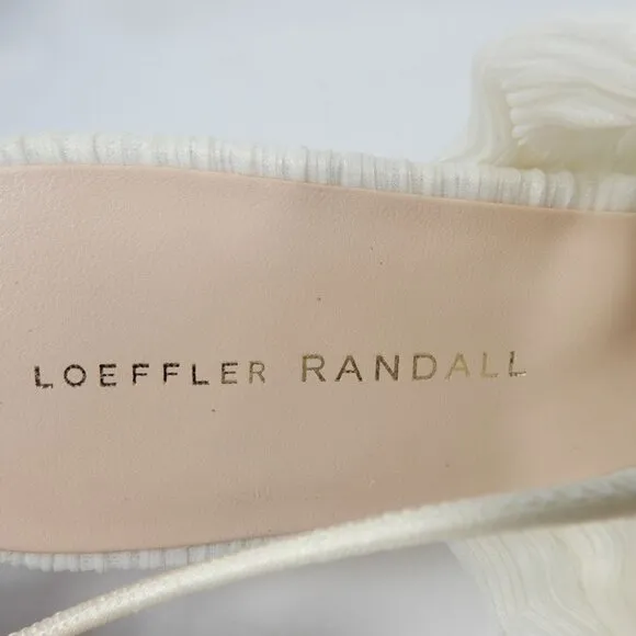 LOEFFLER RANDALL Teresa SANDALS Heels 11.5 Pleated Lace Up Pearl White NEW $395
