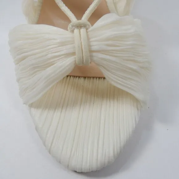 LOEFFLER RANDALL Teresa SANDALS Heels 11.5 Pleated Lace Up Pearl White NEW $395
