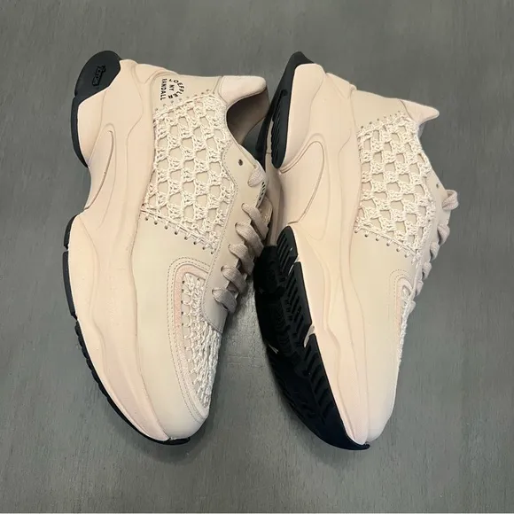 Loeffler Randall Tilda Crochet Low-Top Leather Sneaker Chunky Beige Lace-Up 7