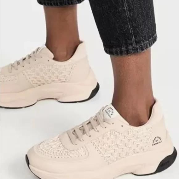 Loeffler Randall Tilda Crochet Low-Top Leather Sneaker Chunky Beige Lace-Up 7