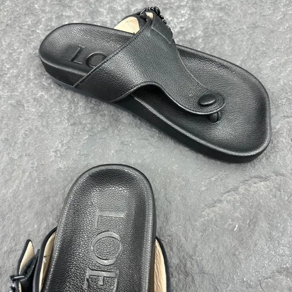 Loewe Black Sandals with Textured Finish and Adjustable Strap