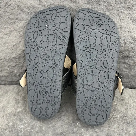 Loewe Black Sandals with Textured Finish and Adjustable Strap