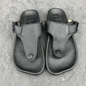 Loewe Black Sandals with Textured Finish and Adjustable Strap