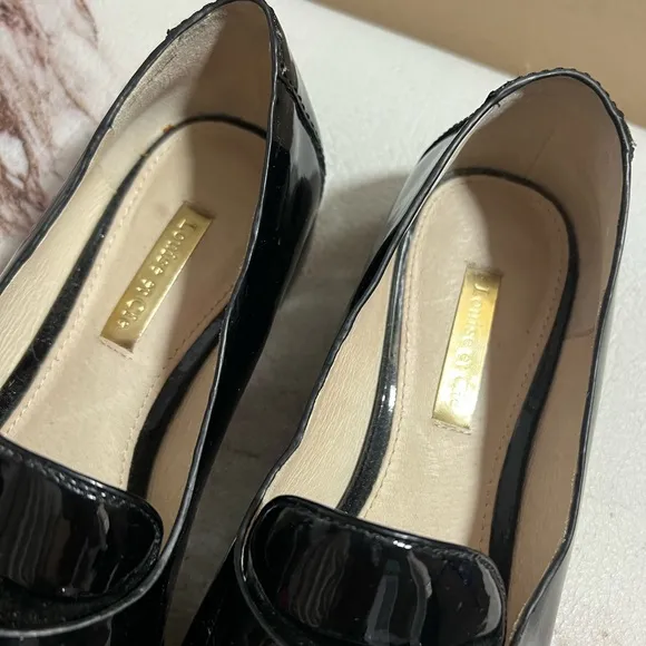 Louise Et Cie Womens Lo-Zanie Loafers Black Patent Leather Slip On Moc Toe 6.5