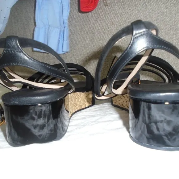 LOUISE ETCIE BLACK STRAPPY SANDALS SHOES SIZE 8 1/2 MSRP $119.00 BRAND NEW