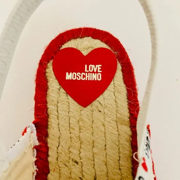 LOVE MOSCHINO LIPS AND HEARTS SLINGBACK ESPADRILLE SANDALS