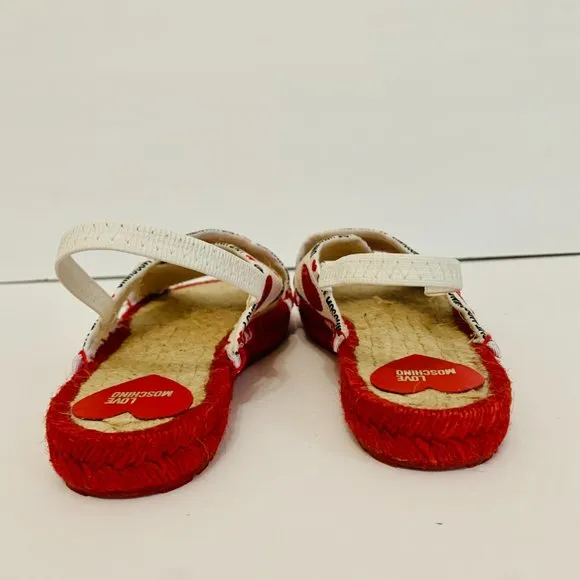 LOVE MOSCHINO LIPS AND HEARTS SLINGBACK ESPADRILLE SANDALS