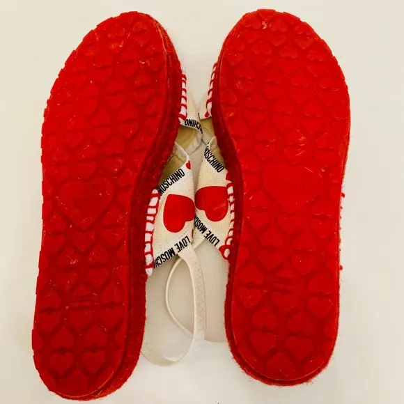 LOVE MOSCHINO LIPS AND HEARTS SLINGBACK ESPADRILLE SANDALS