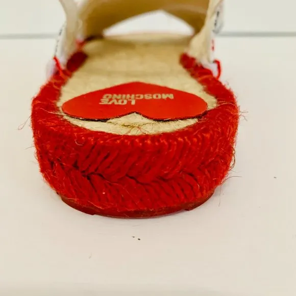 LOVE MOSCHINO LIPS AND HEARTS SLINGBACK ESPADRILLE SANDALS