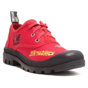 Love Moschino Red Lug Sole Embroidered Sneakers