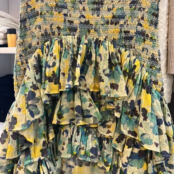 Loveshackfancy floral high low ruffle skirt