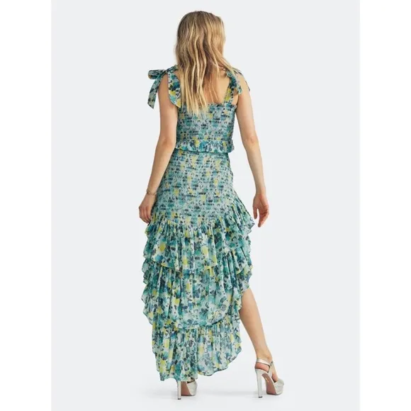 Loveshackfancy floral high low ruffle skirt
