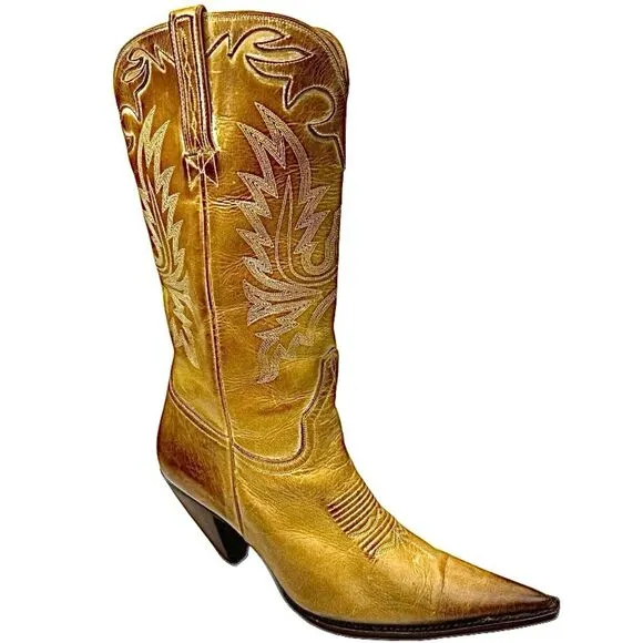 Lucchese Charlie 1 Horse Size  10 B Tan  Western Cowboy Heel I-4565 Boots RARE